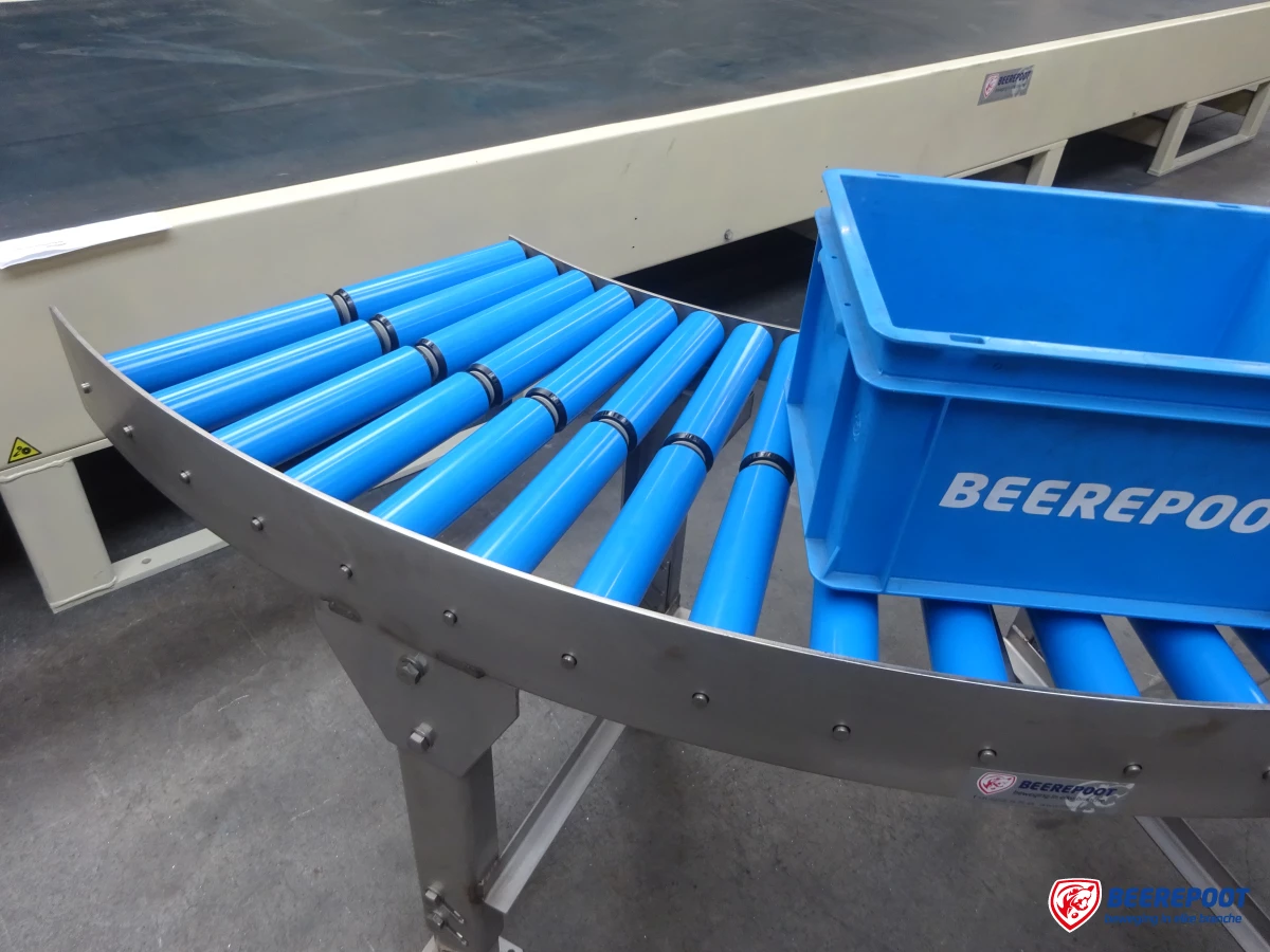 Rollenbaanbochten, RVS, nieuw